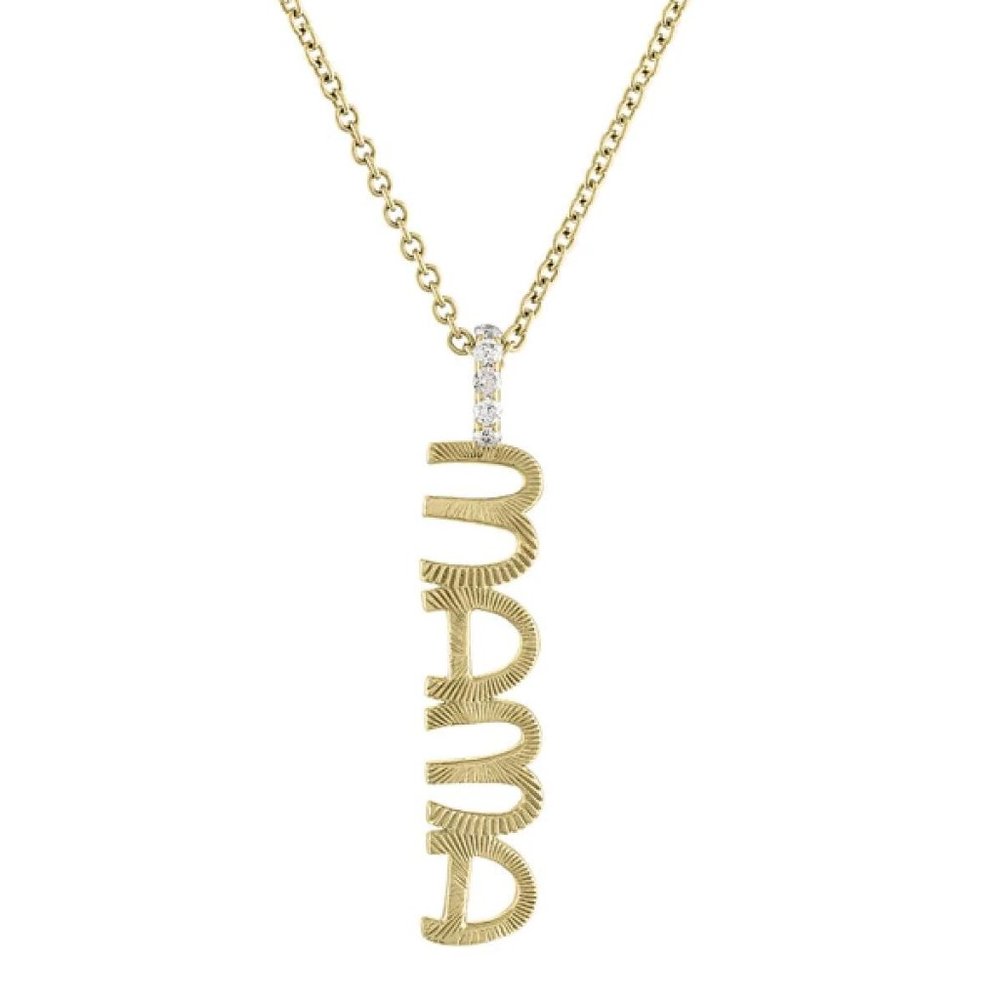 Golden Glamour 14K (or 18k upon request) Gold Textured Letter MAMA Necklace